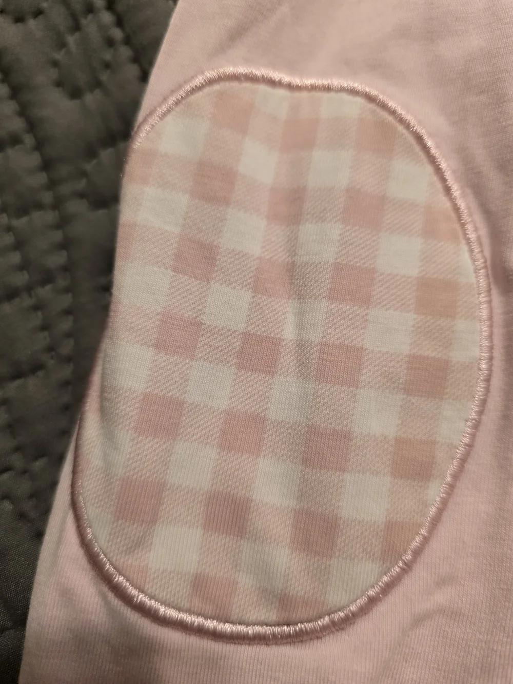 Girls Pink Gingham Pullover Sweatshirt with Mouse Applique